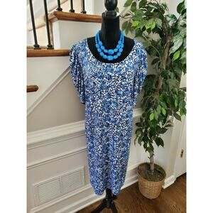Blue Floral Midi Dress - Women's Casual Summer Dress